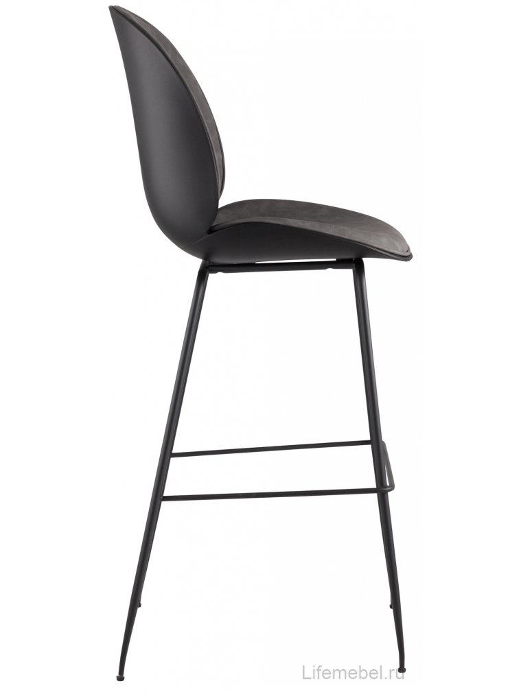 Барный стул Карт со спинкой серая экокожа / черные ножки