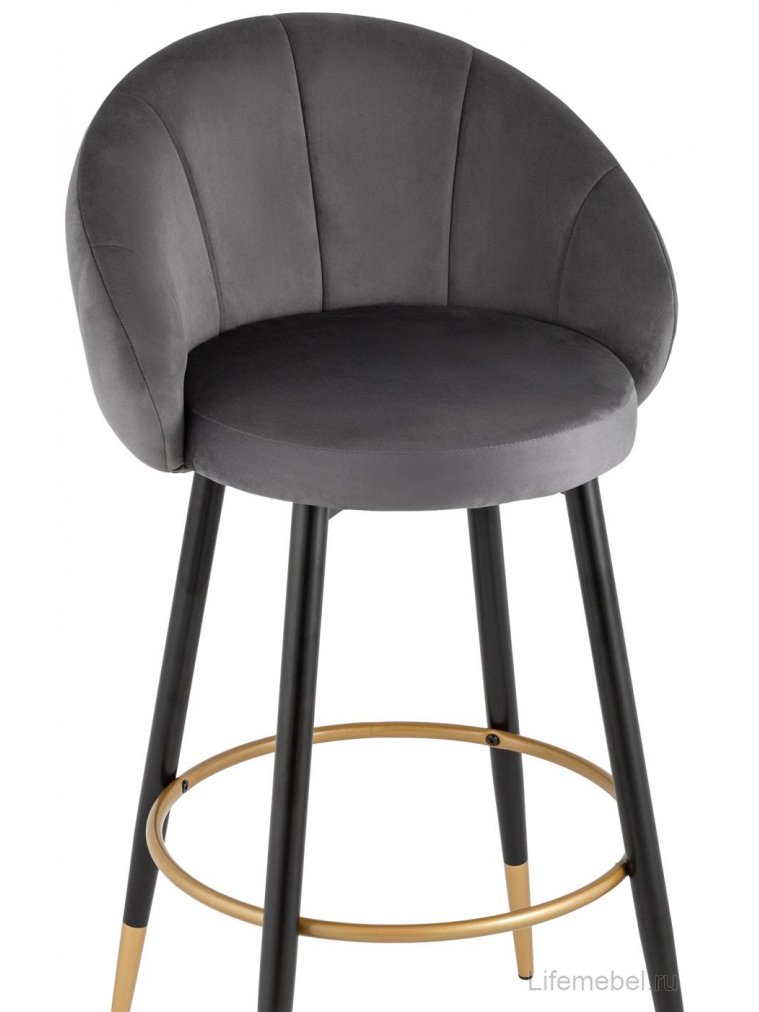 Барный стул Кэмпбэл серый велюр