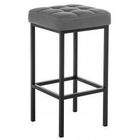 Барный стул Лофт кожзам темно-серый / черный матовый