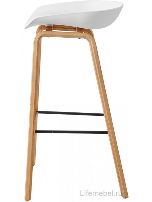 Барный стул BY003 белый / бук / матовый черный металл