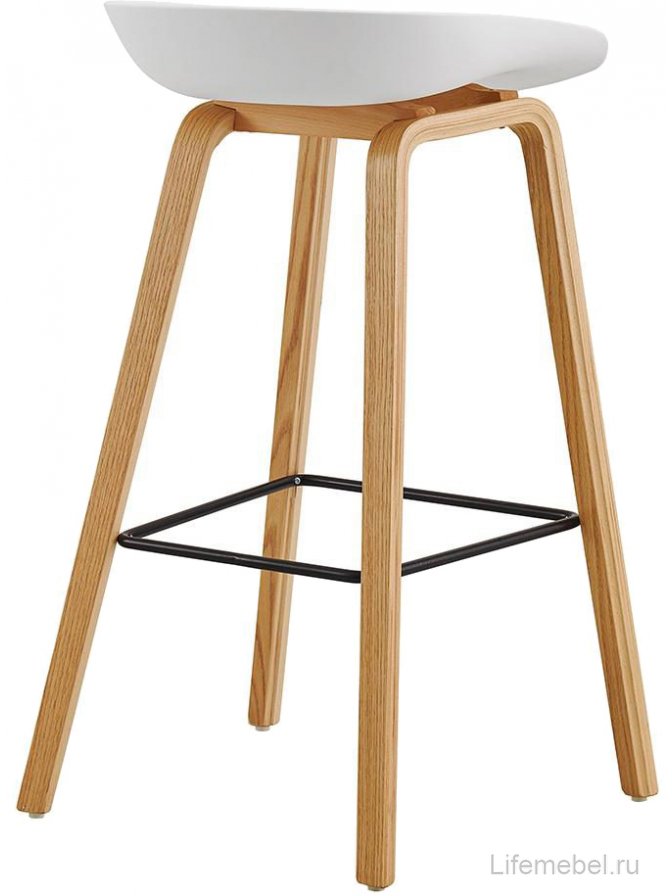 Барный стул BY003 белый / бук / матовый черный металл