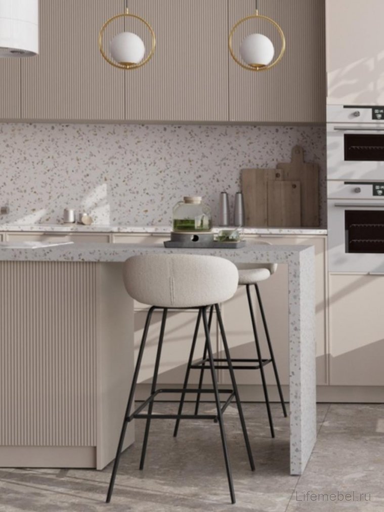 Барный стул Элли букле молочный