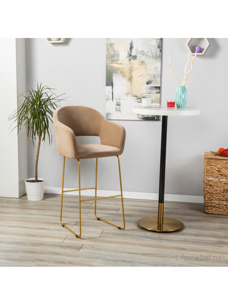 Барный стул Oscar Diag beige / линк золото