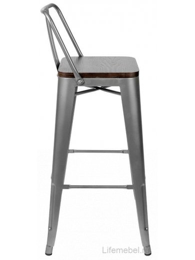 Барный стул Тиоли YD-H675E-W YG-15 со спинкой серебристый матовый / темное дерево