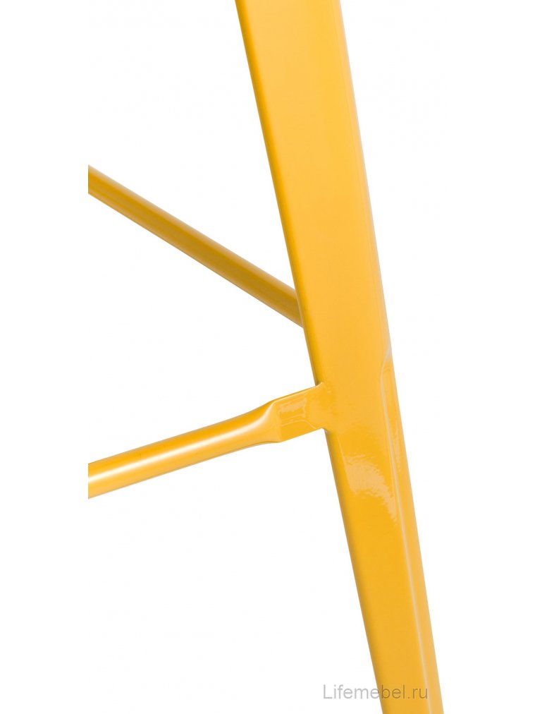 Барный стул Тиоли со спинкой желтый глянцевый / темное дерево