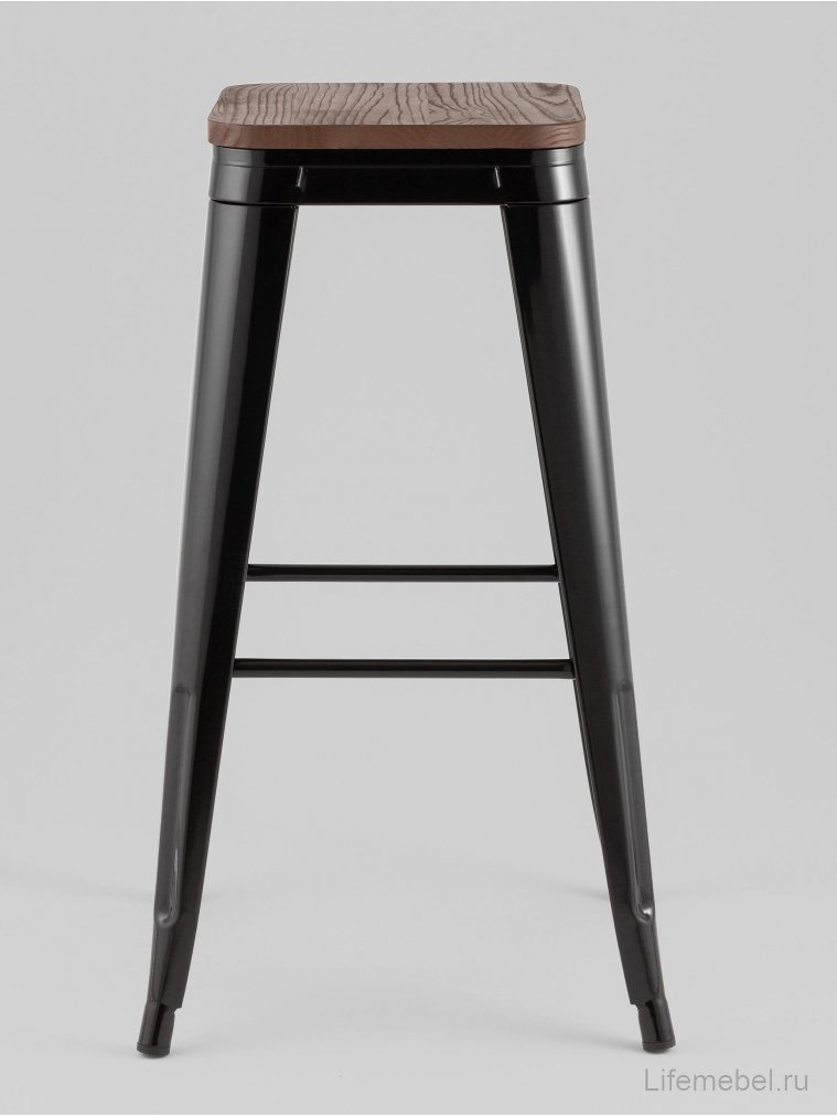 Барный стул Tolix черный / темное дерево