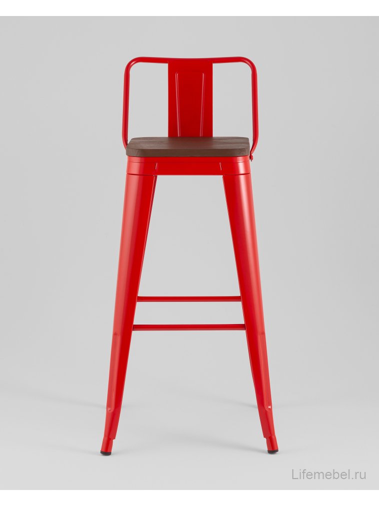 Барный стул Tolix красный / темное дерево