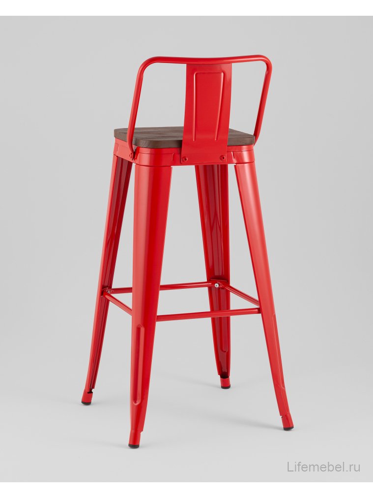 Барный стул Tolix красный / темное дерево