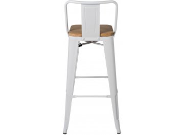 Барный стул Тиоли со спинкой белый глянцевый / светлое дерево