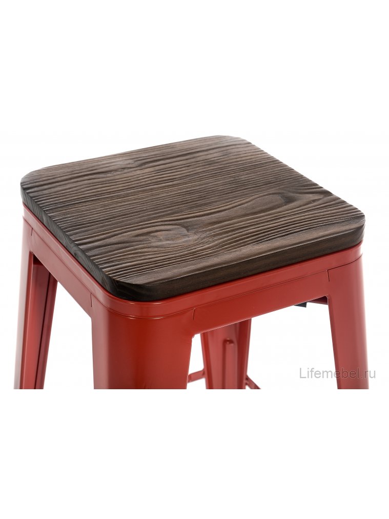Барный стул Tolix Bar wood CColl T-2103B-26 red / brown walnut