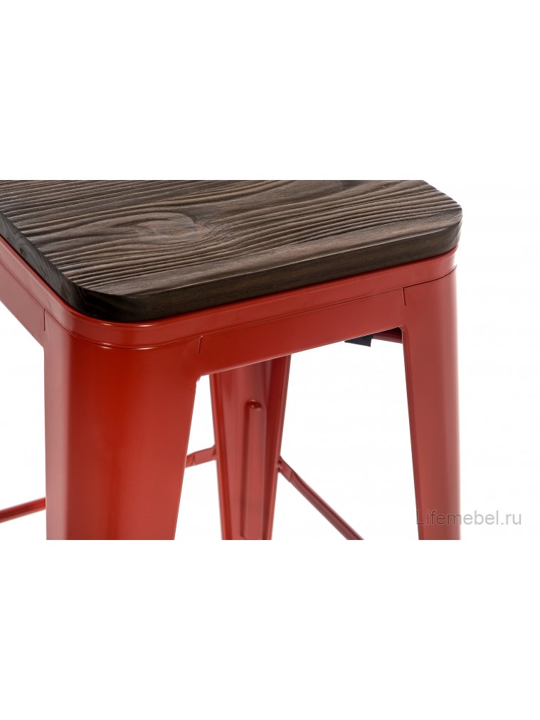 Барный стул Tolix Bar wood CColl T-2103B-26 red / brown walnut