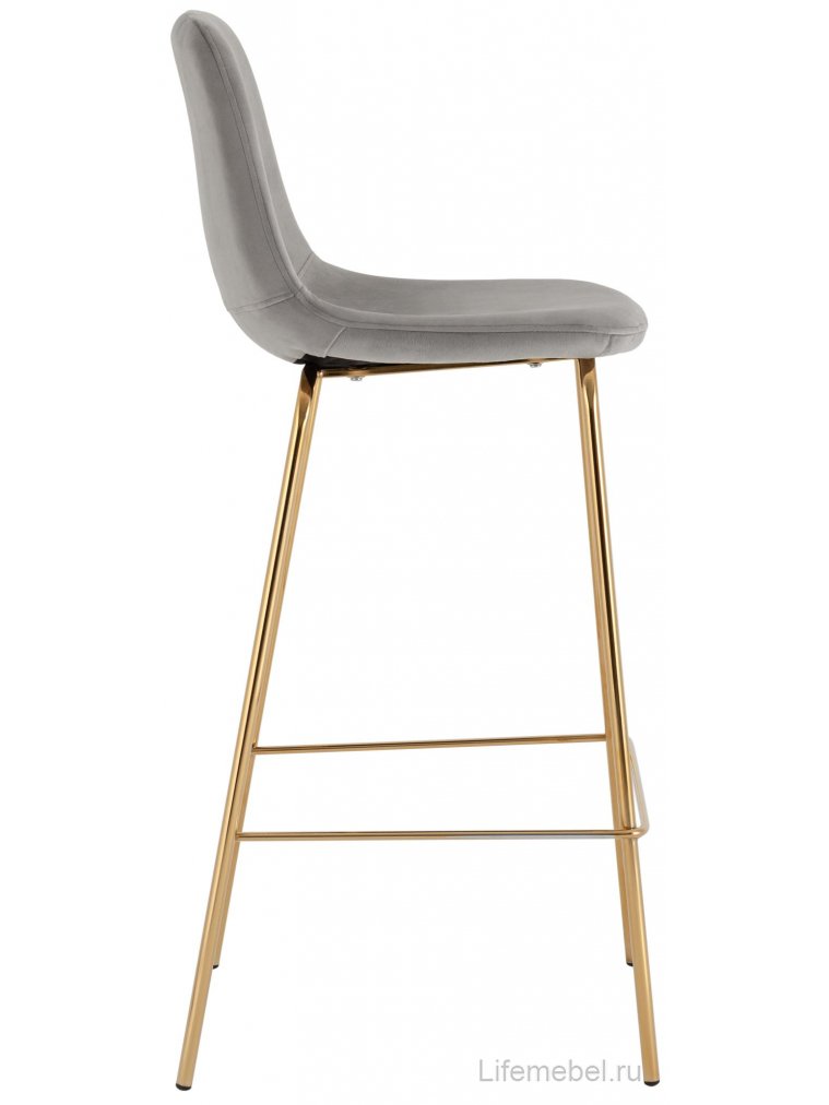 Барный стул Валли 2 велюр серый / золотой