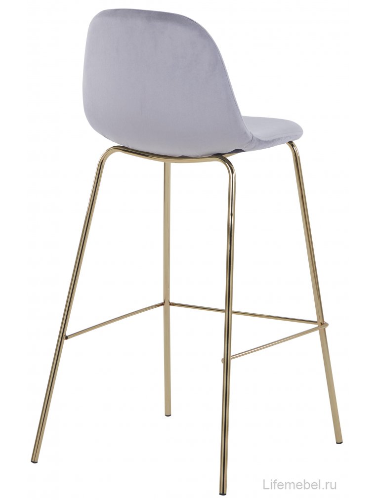 Барный стул Валли велюр серый / золотые ножки