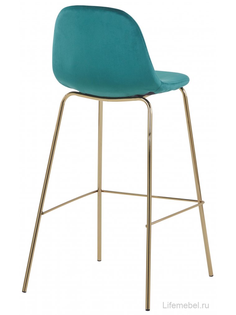 Барный стул Валли велюр зеленый / золотые ножки