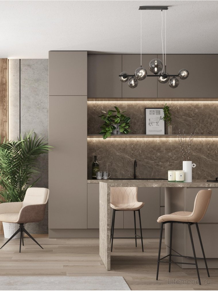 Полубарный стул Сейфорд, экокожа, светло-серый