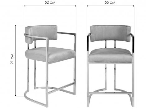 Полубарный стул 76AR-60337 велюр серый / хром