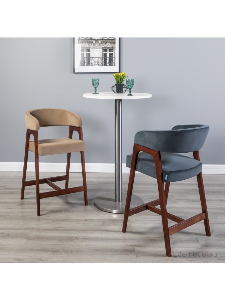 Полубарный стул Baxter beige / темный орех