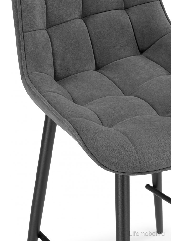 Полубарный стул Челси велюр темно-серый / черный каркас