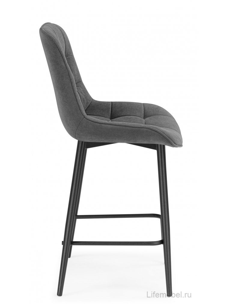 Полубарный стул Челси велюр темно-серый / черный каркас