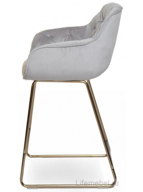 Полубарный стул D12 бархат light grey vic 25 / golden