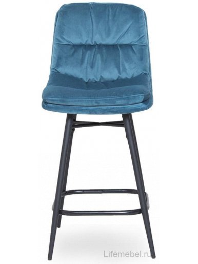 Полубарный стул D20 бархат blue vic 24 / black