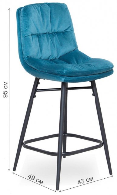 Полубарный стул D20 бархат blue vic 24 / black