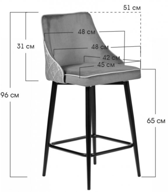 Полубарный стул Dave оливковый с жаккардом