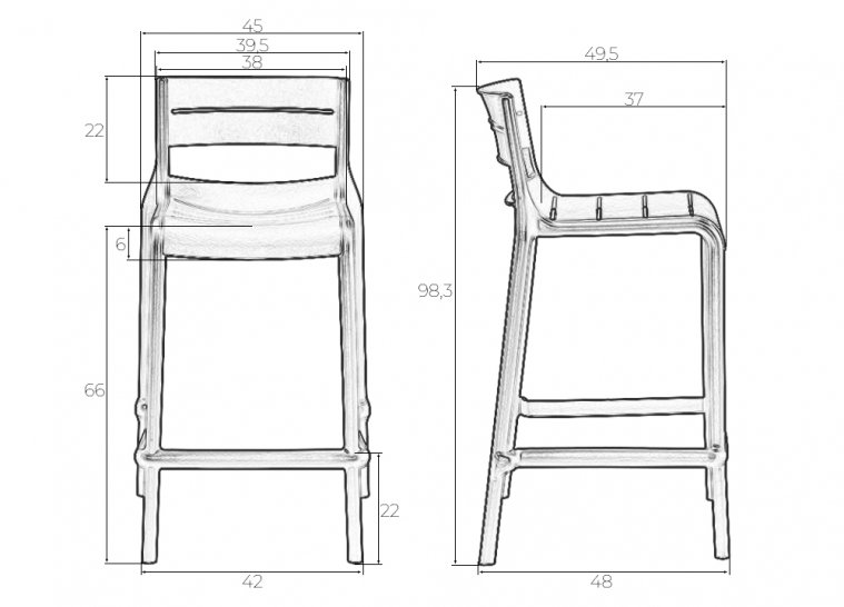 Полубарный стул Nessa черный