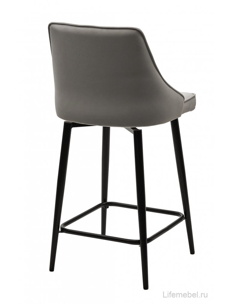 Полубарный стул Паркер поворотный велюр светло-серый / черный