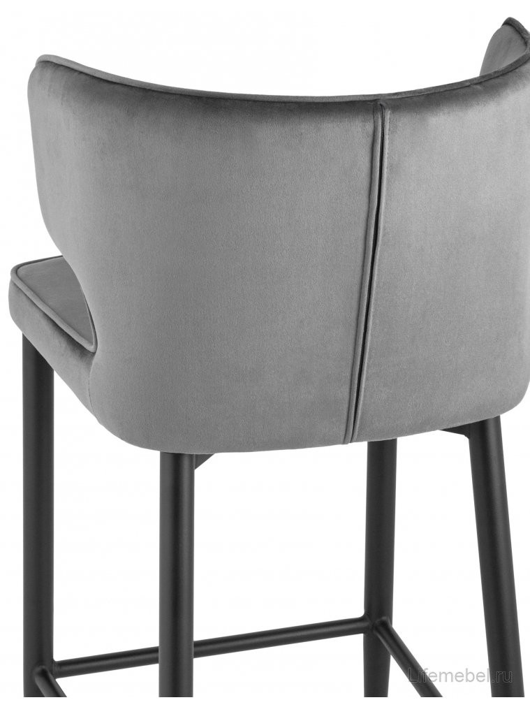 Полубарный стул Адальодо велюр серый / черный матовый