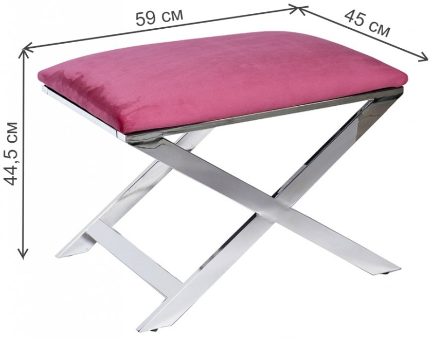 Банкетка 47ED-BEN012-DP темно-розовый / хром