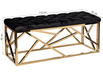 Банкетка 76AR-7160BAN-CHERN велюр черный / золото