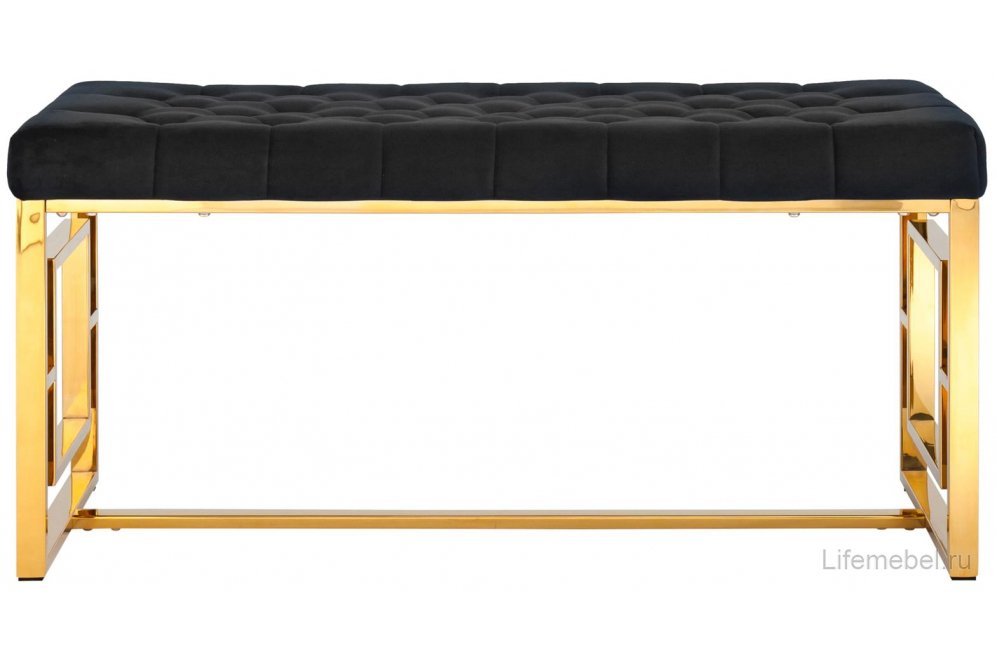 Банкетка Детройт черный / сталь золото
