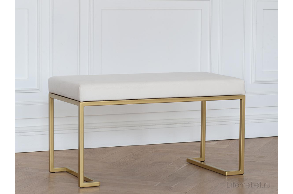 Банкетка Omega Mini велюр слоновая кость / золотая