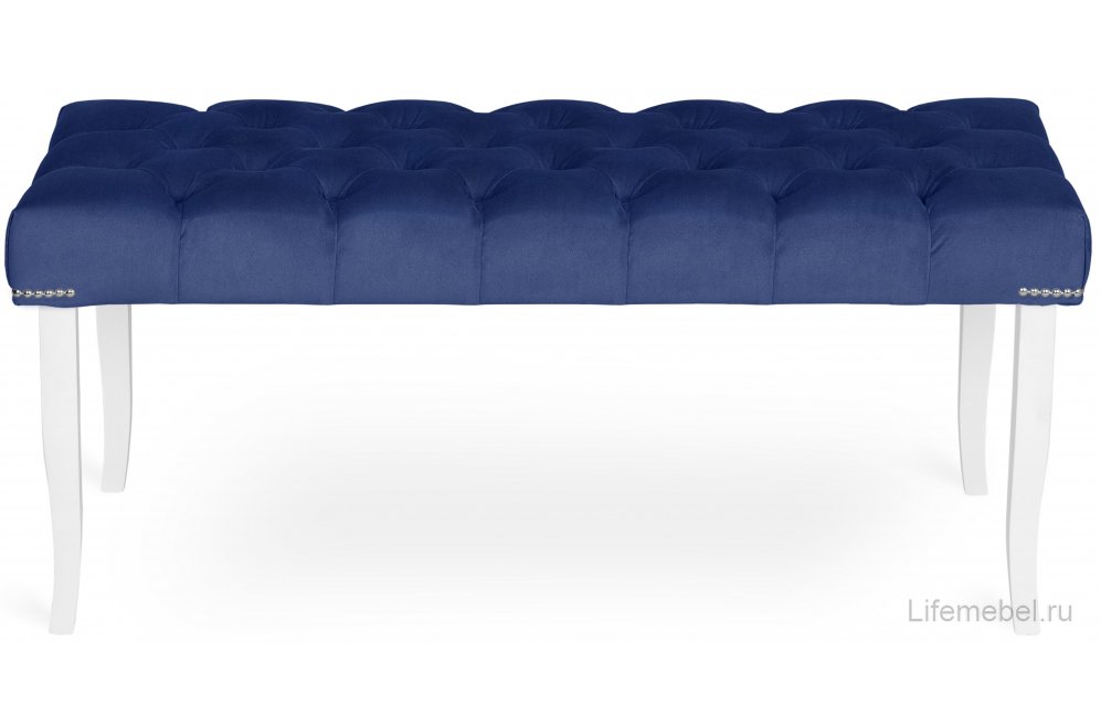 Банкетка Ницца 90 см velutto 26 белый / серебро / тёмно-синий