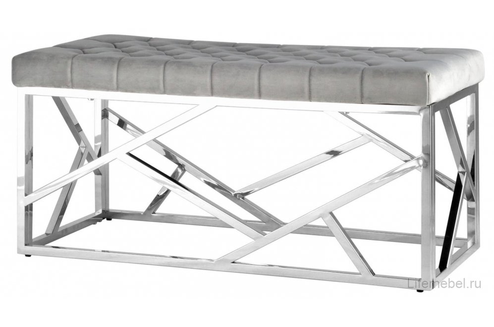 Банкетка Париж серый / сталь серебро