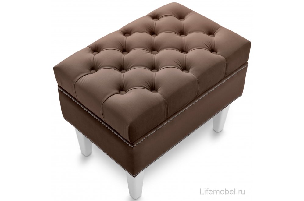 Банкетка Париж 600 amo 09 / белый / серебро / коричневый