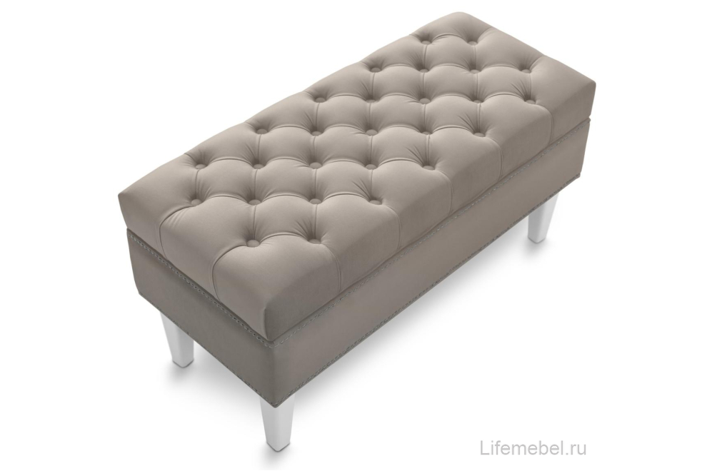 Банкетка Париж 900 amo 02 / белый / серебро