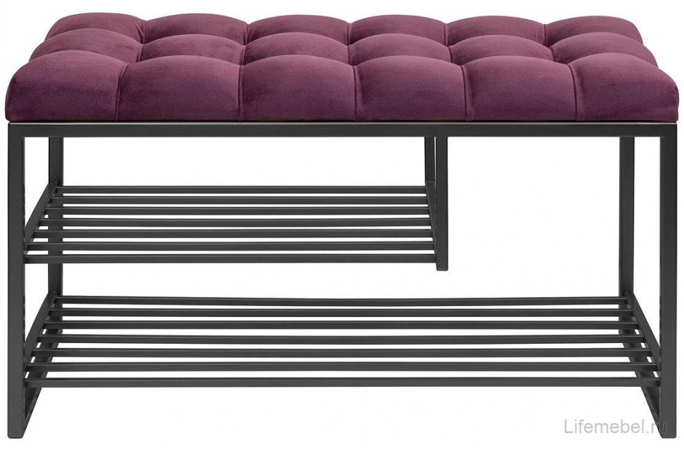 Банкетка Garda Plus велюр каретная стяжка marsala / черный