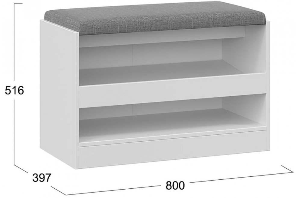 Банкетка Агата белая для обуви