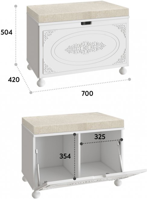Банкетка Ассоль АС-70 белое дерево