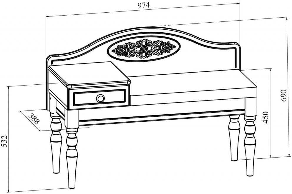 Банкетка Ассоль АС-41 левая белое дерево