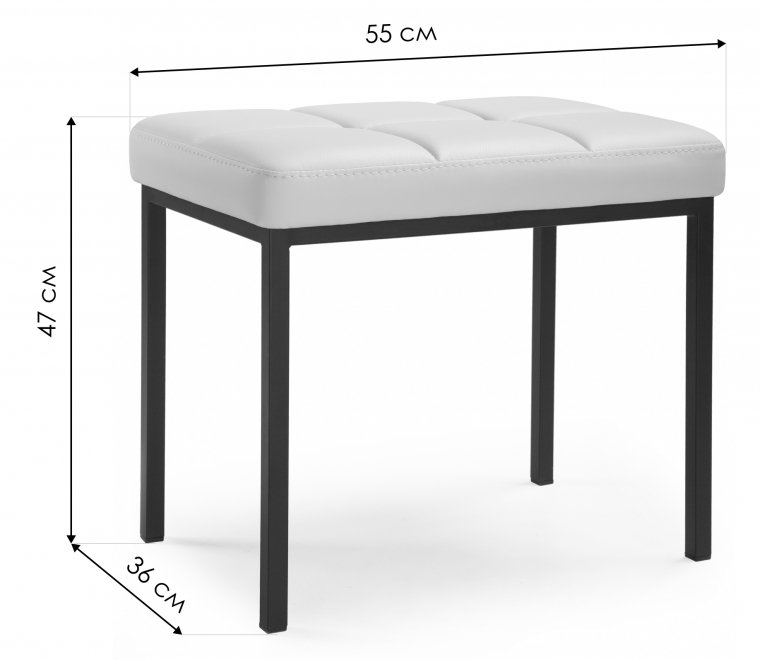 Банкетка Дион кожзам темно-серый / черный матовый