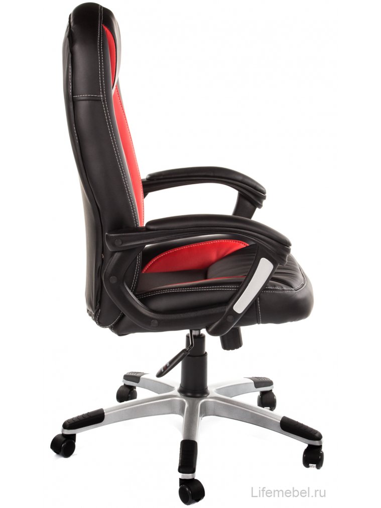 Компьютерное кресло «Бриндиси» (Brindisi) черное / красное с серебристой крестовиной