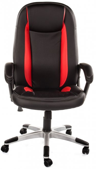 Компьютерное кресло «Бриндиси» (Brindisi) черное / красное с серебристой крестовиной