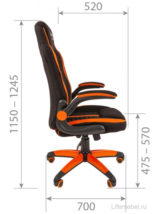 Компьютерное кресло Chairman game 19 ткань черная / оранжевая