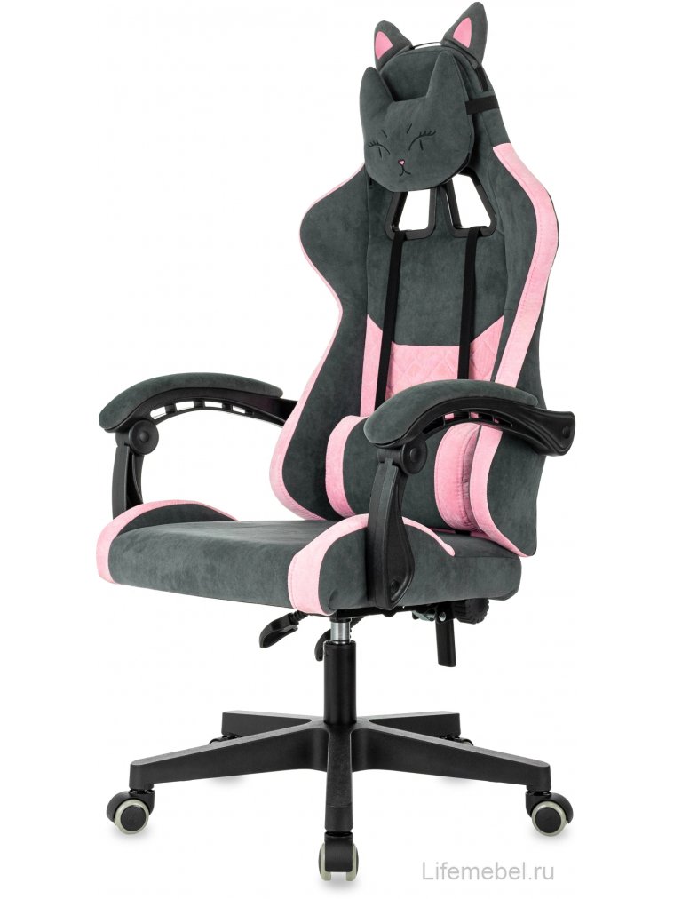 Компьютерное кресло Kitty ткань серый / розовый