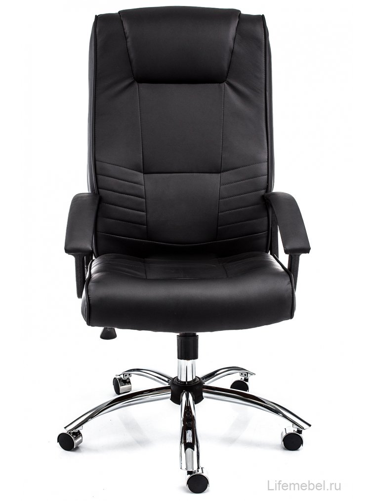 Компьютерное кресло «Максима» (Maxima) хром, черное из экокожи