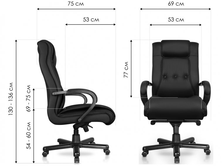 Компьютерное кресло Триумф натуральная кожа черное