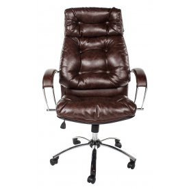 Кресло Kiron экокожа / хром коричневое